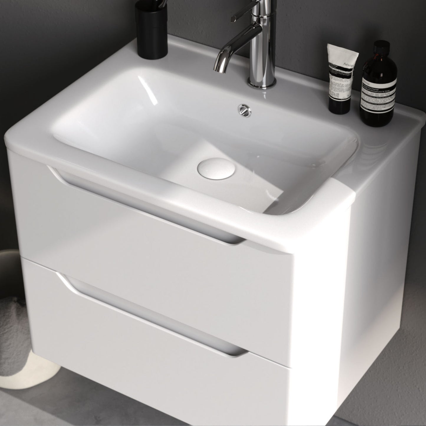 Perla Matt White 60 cm Bathroom Cabinet Set