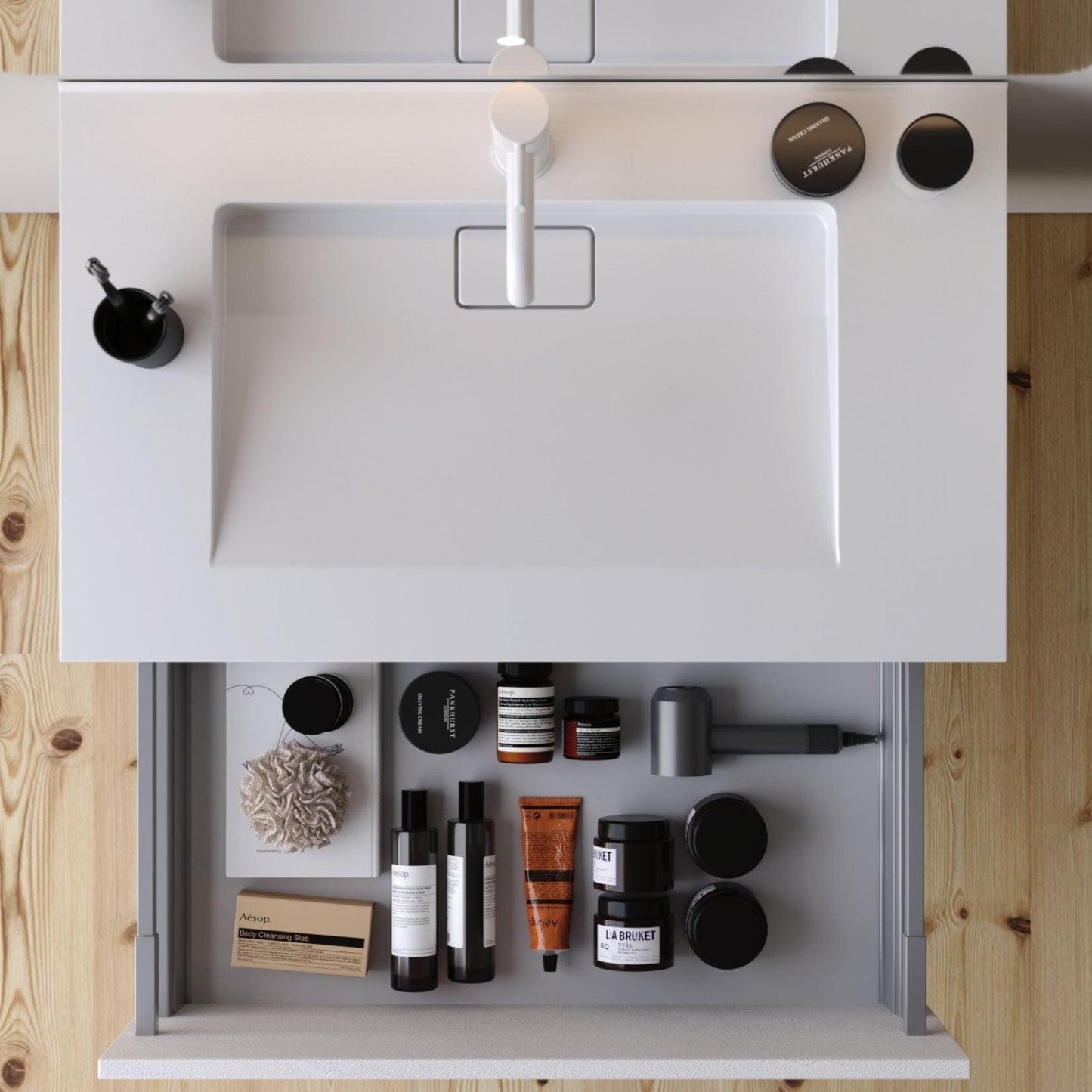Duru 80 cm Silk Gray Bathroom Cabinet Set or Single Options - Ready to Install, Pre-Assembled, Wall Mounted