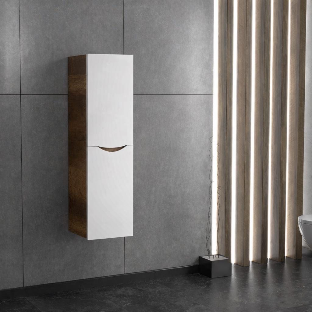 Smile 85cm Baroque MDF/Matte White Bathroom Cabinet Set or Single Options - Ready to Install, Pre-Assembled, Wall Mounted