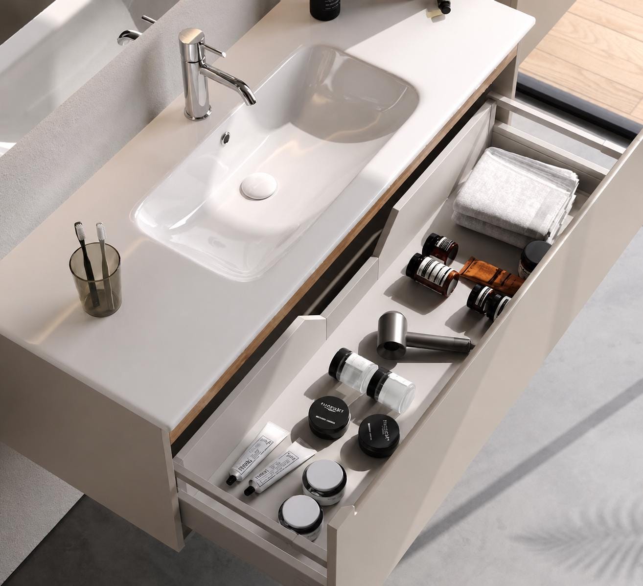 ibiza 80 cm Silk Gray Bathroom Cabinet Set or Single Options - Ready to Install, Pre-Assembled, Wall Mounted
