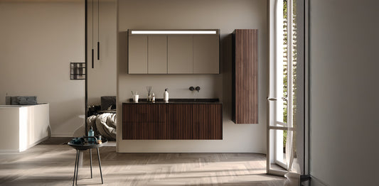Arte Wood/Black 140 cm Bathroom Cabinet Set