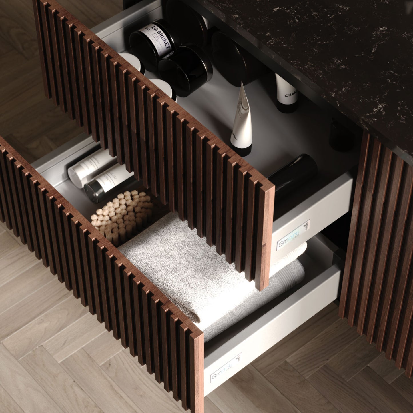 Arte Wood/Black 140 cm Bathroom Cabinet Set