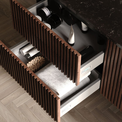 Arte Wood/Black 140 cm Bathroom Cabinet Set