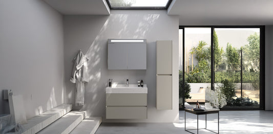 Lucca Matt Cement Grey 90 cm Bathroom Cabinet Set