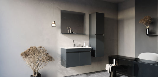 Lotus Matt Antracite 80 cm Bathroom Cabinet Set