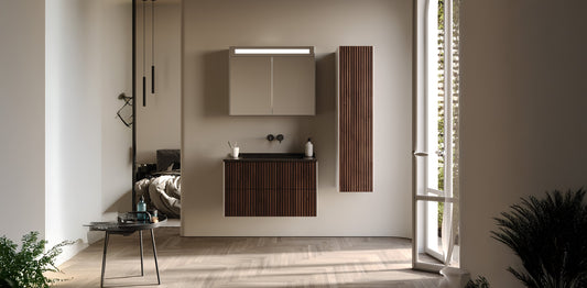 Arte Wood/White 85 cm Bathroom Cabinet Set