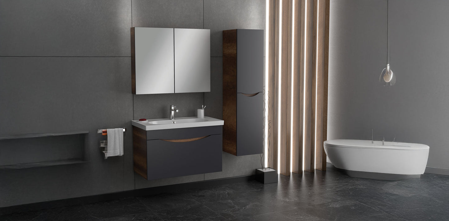 Smile Baroq /Matt Antracite 85 cm Bathroom Cabinet Set