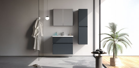 Malaga Matt Black 80 cm Bathroom Cabinet Set