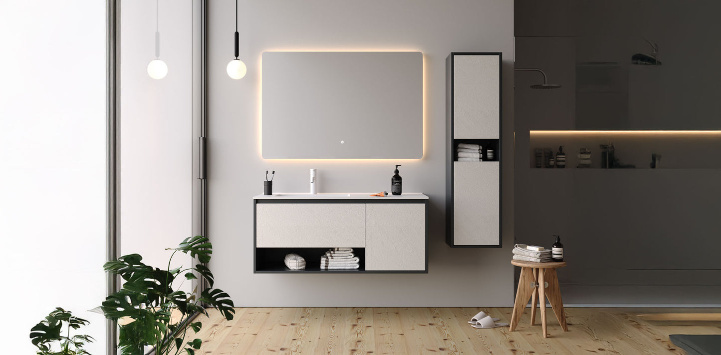 Duru Matt Antracite / Slate Cream 120 cm Bathroom Cabinet Set