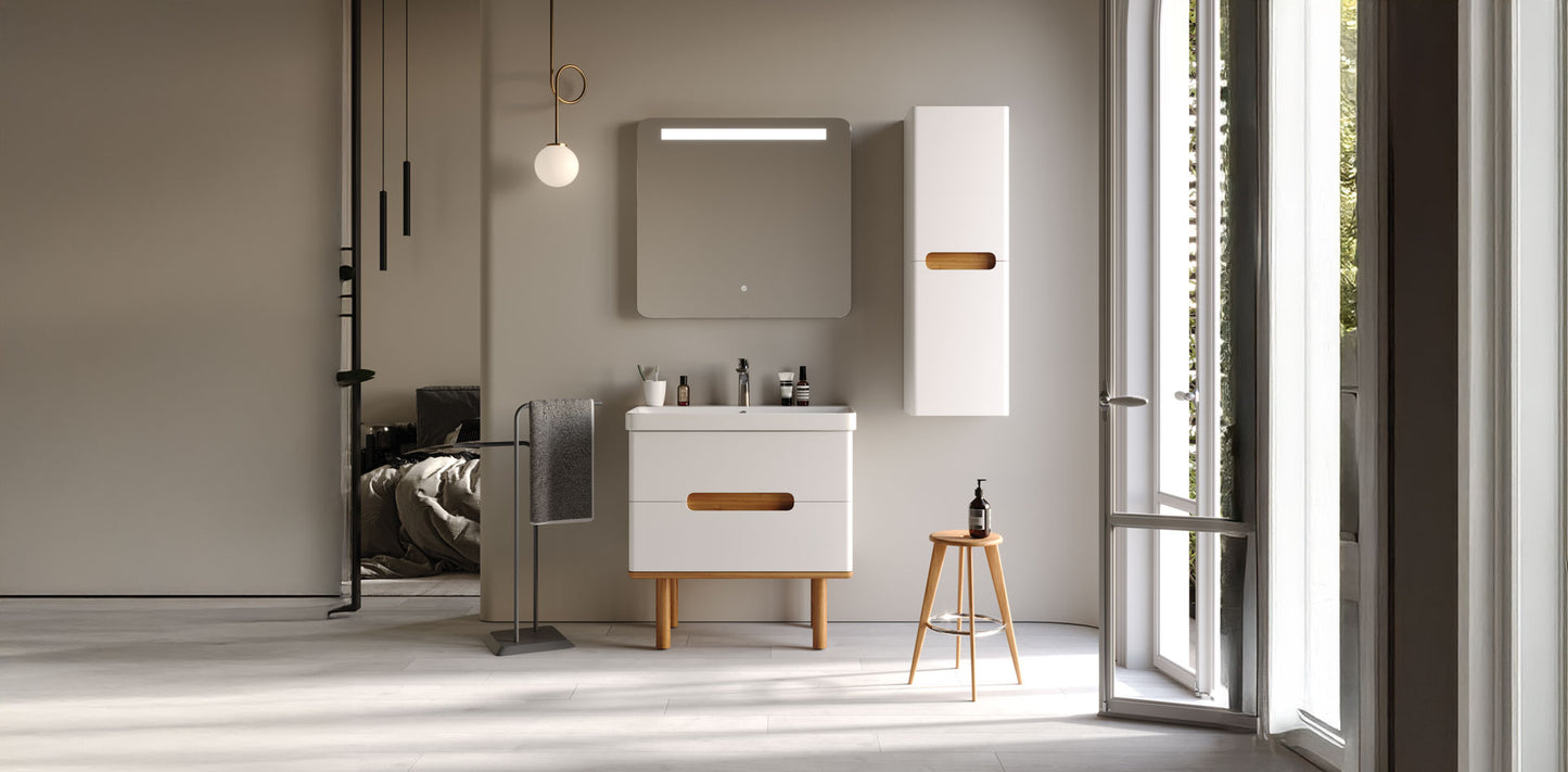 Masal Matt White 80 Cm Bathroom Cabinet Set