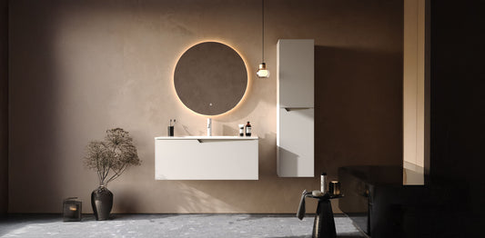 Braga Matt White 100 cm Bathroom Cabinet Set