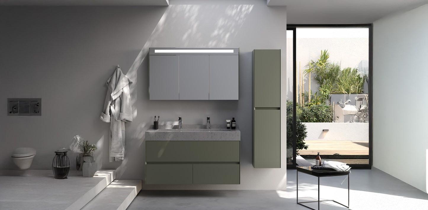Lucca Matt Cement Grey 120 cm Bathroom Cabinet Set