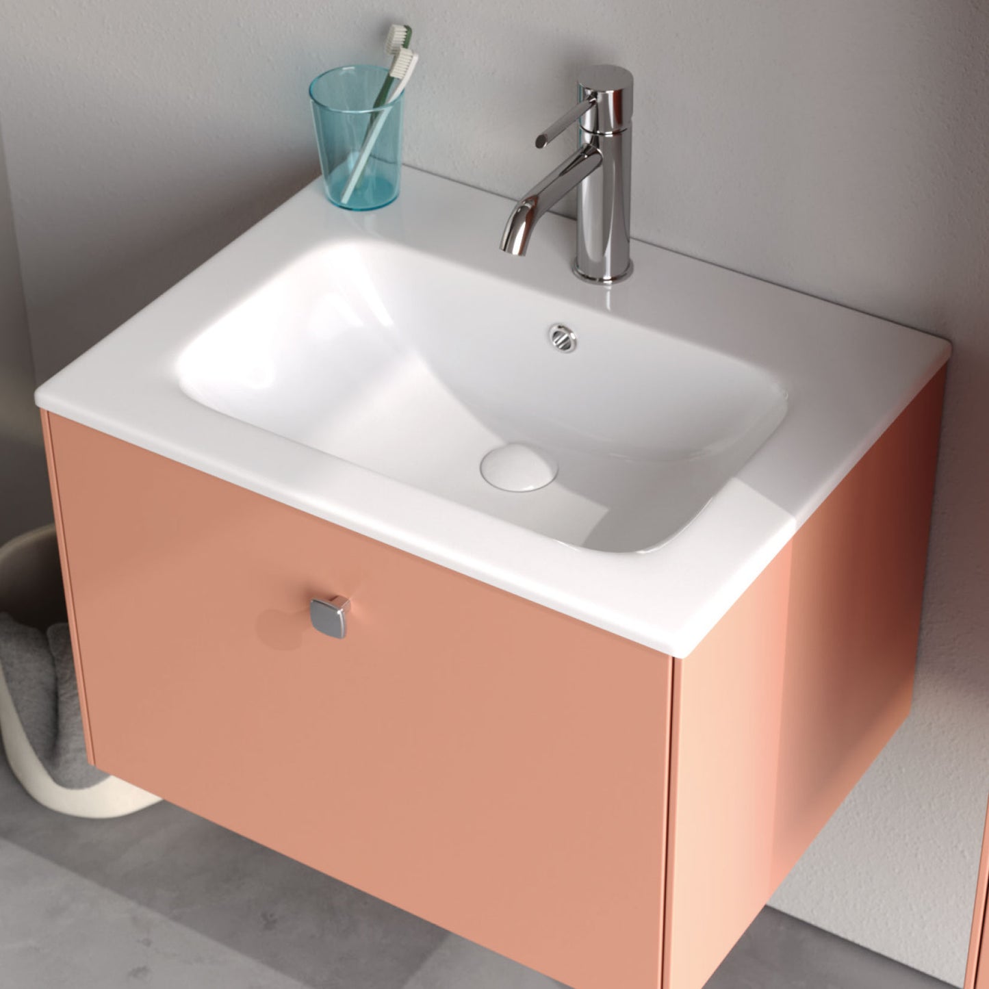 Nova Matt Shell Pink 60 cm Bathroom Cabinet Set