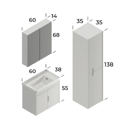 Ada Matt White 60 cm Bathroom Cabinet Set