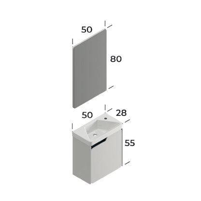 Lyon Matt White 50 cm Bathroom Cabinet Set