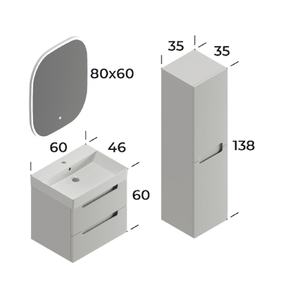 Maddox Matt White 60 cm Bathroom Cabinet Set