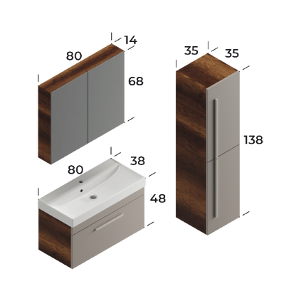 Malta Baroq / Daphne 80 cm Bathroom Cabinet Set