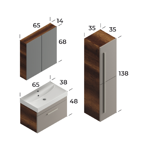 Malta Baroq / Daphne 65 cm Bathroom Cabinet Set