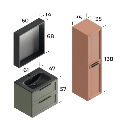 Laguna Matt Cement Grey 60 cm Bathroom Cabinet