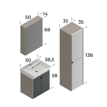 Miya Daphne / Matt Antracite 50 cm Bathroom Cabinet Set