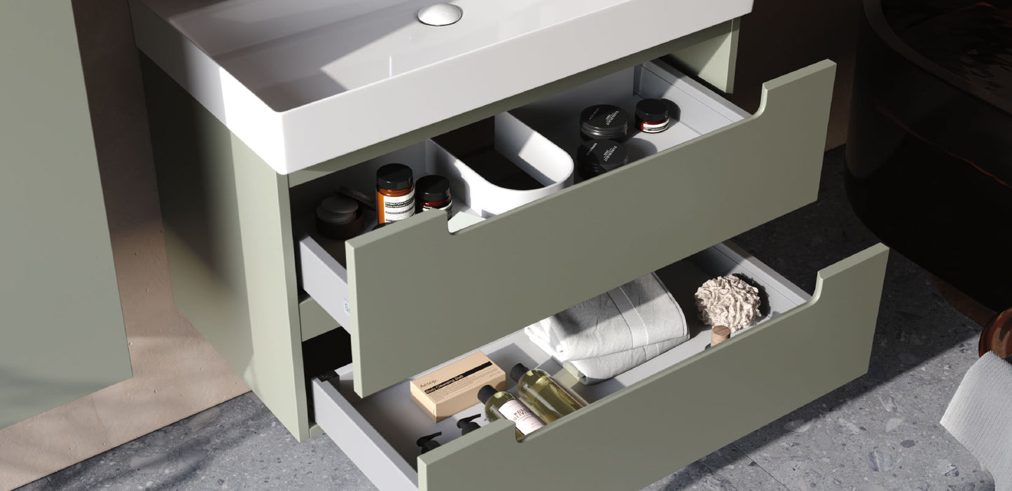 Maddox Matt Cement Grey 85 cm Bathroom Cabinet Set