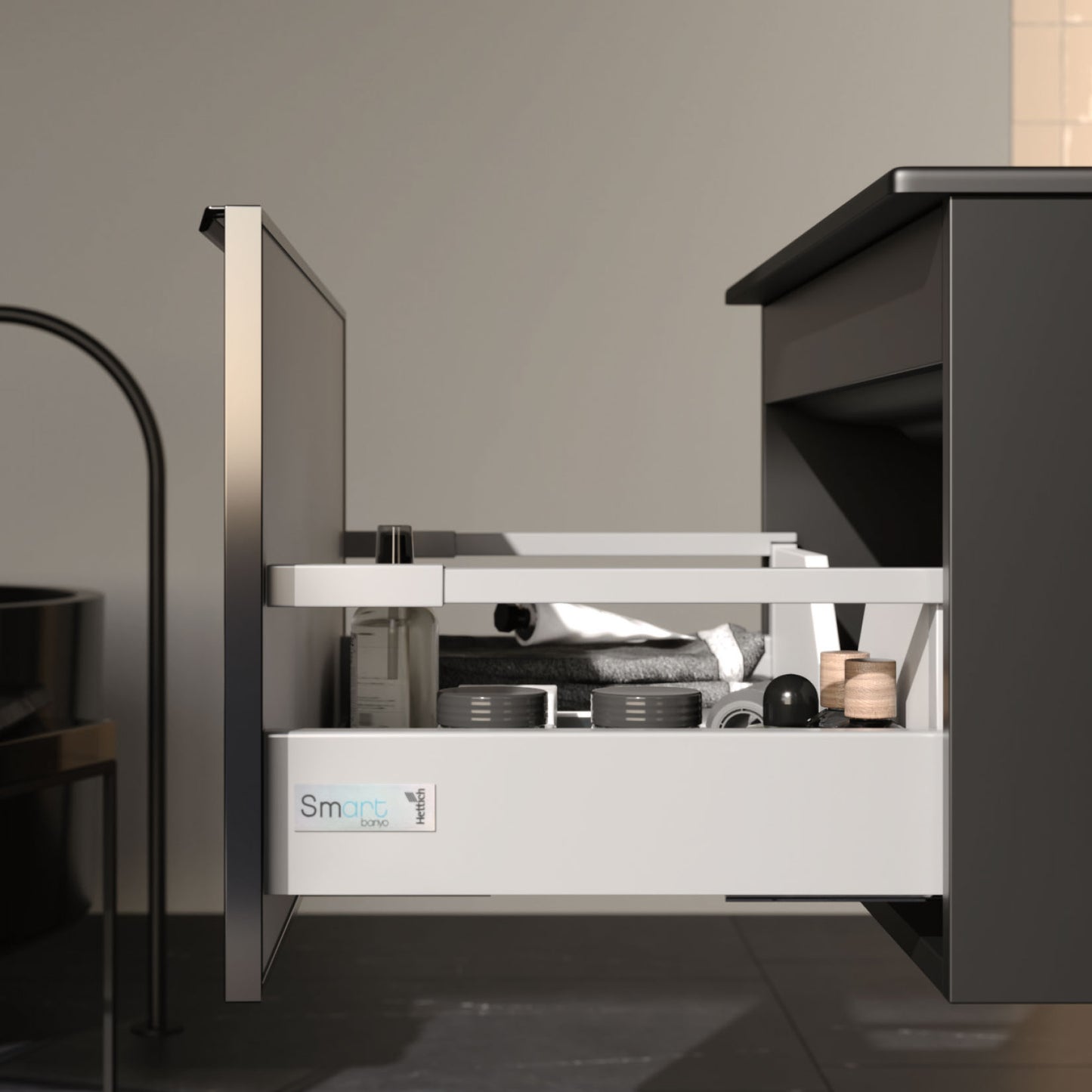 Fonte Schwarzes 80 cm Badezimmerschrank-Set