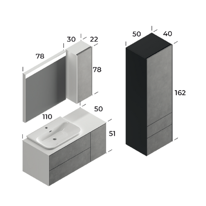 Rodos Grey/White 110 cm