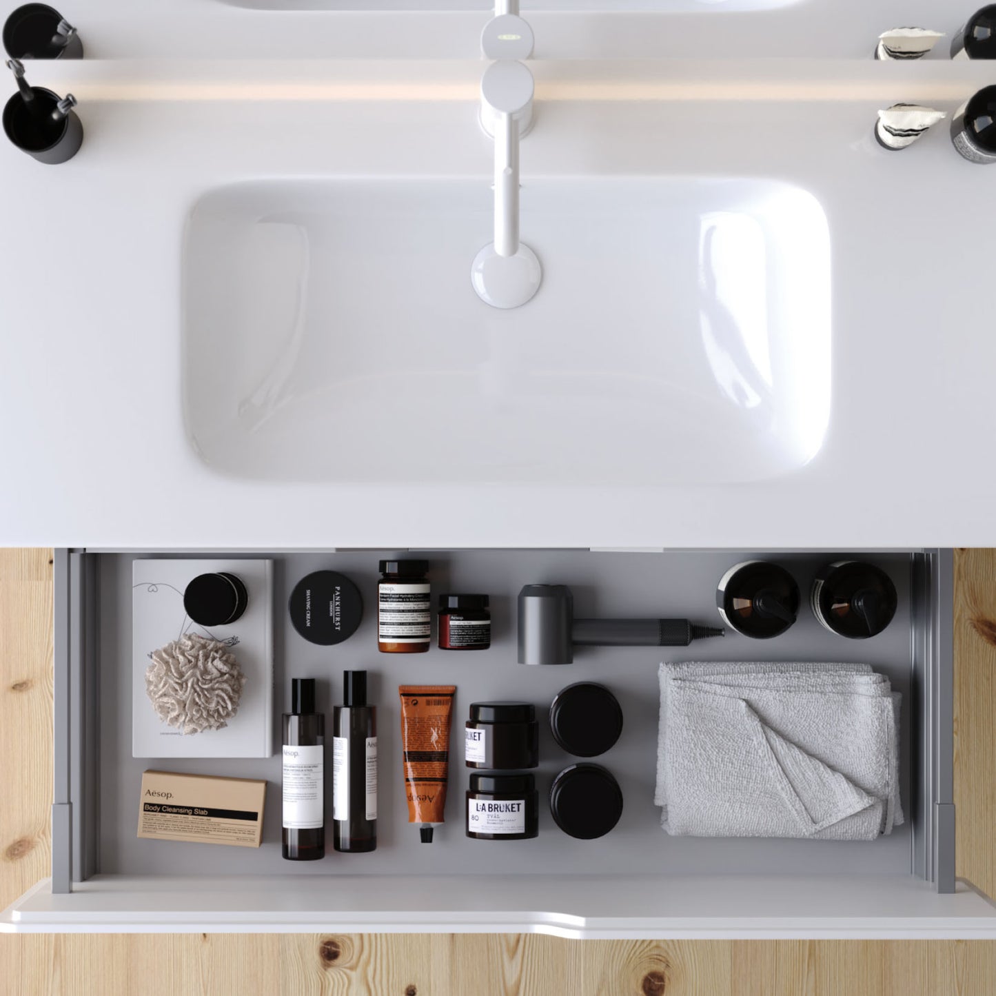 Lyon Matt white 100 cm Bathroom Cabinet Set