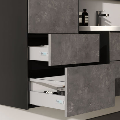 Rodos Grey/Black 85 cm Bathroom Cabinet Set