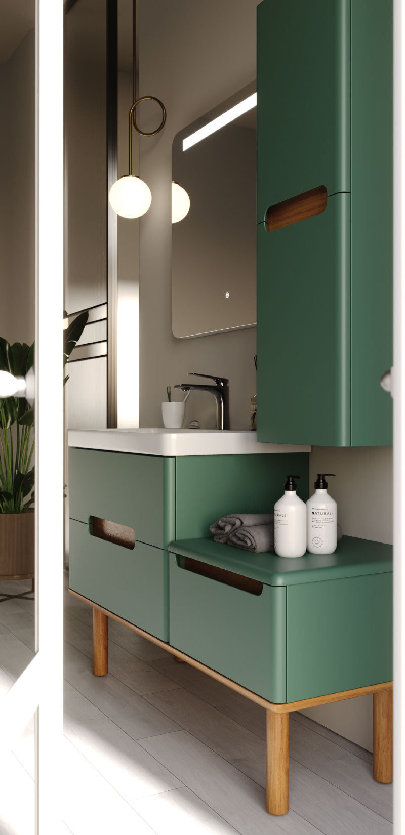 Masal Matt Antracite 130 Cm Bathroom Cabinet Set