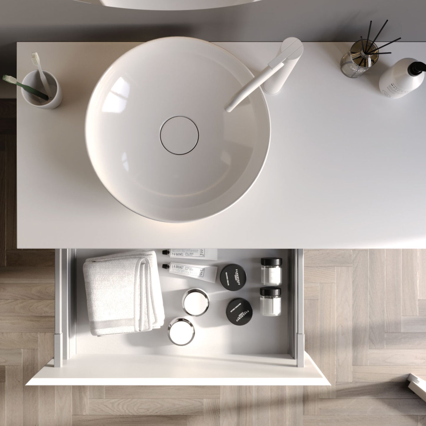 Toledo Matt White 100 cm Bathroom Cabinet Set