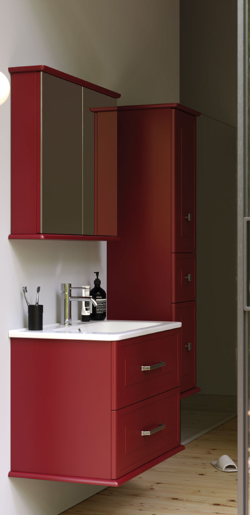 Terra Matt Cherry 80 cm Bathroom Cabinet Set