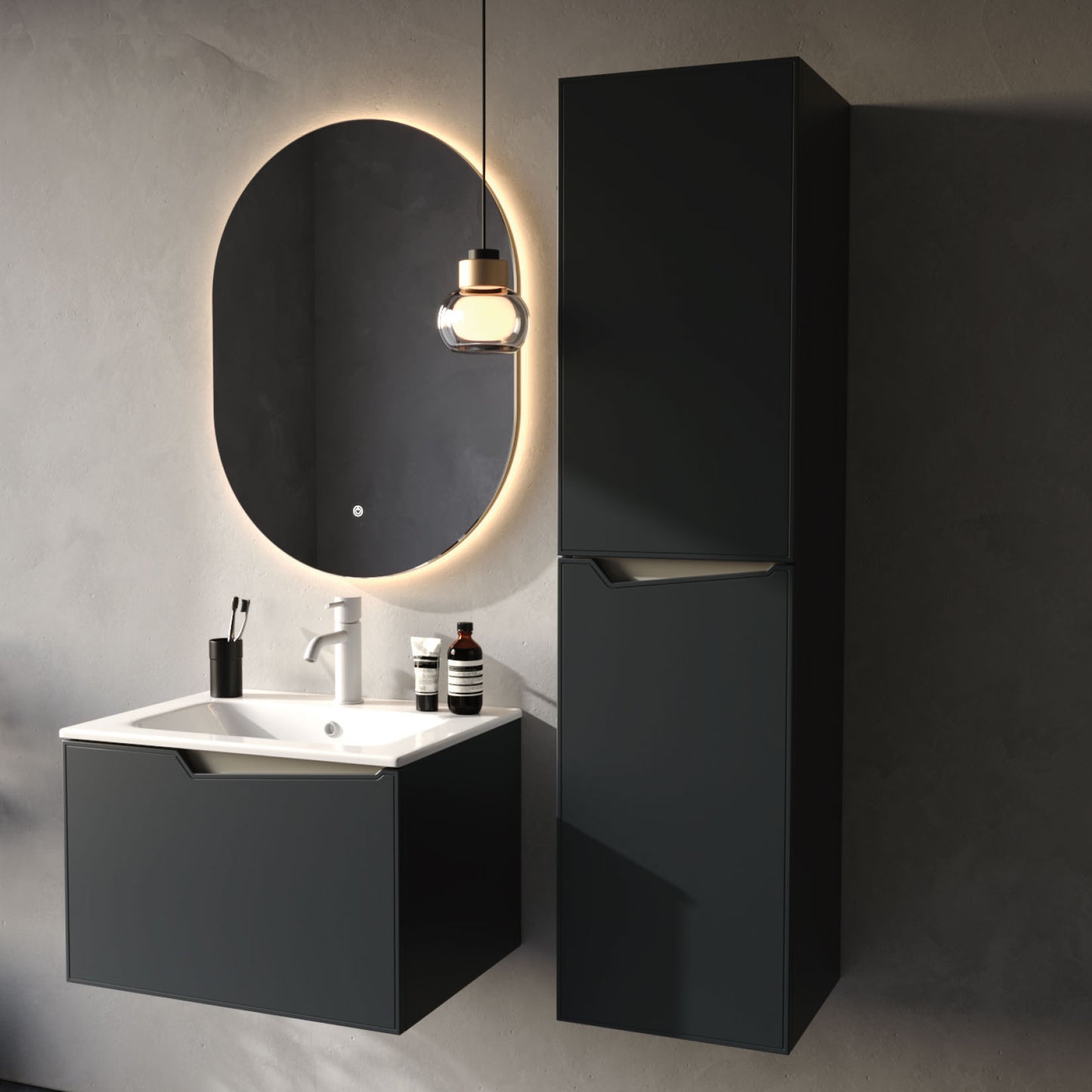 Braga Matt Antracite Grey 60 cm Bathroom Cabinet Set