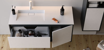 Duru Matt Antracite / Slate Cream 120 cm Bathroom Cabinet Set