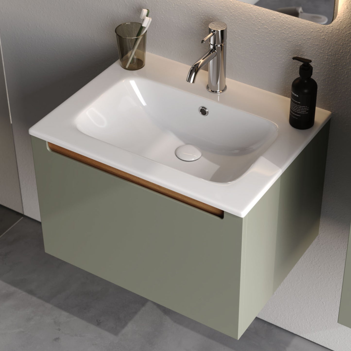 Ibiza Matt Cement Grey 60 cm Bathroom Cabinet Set