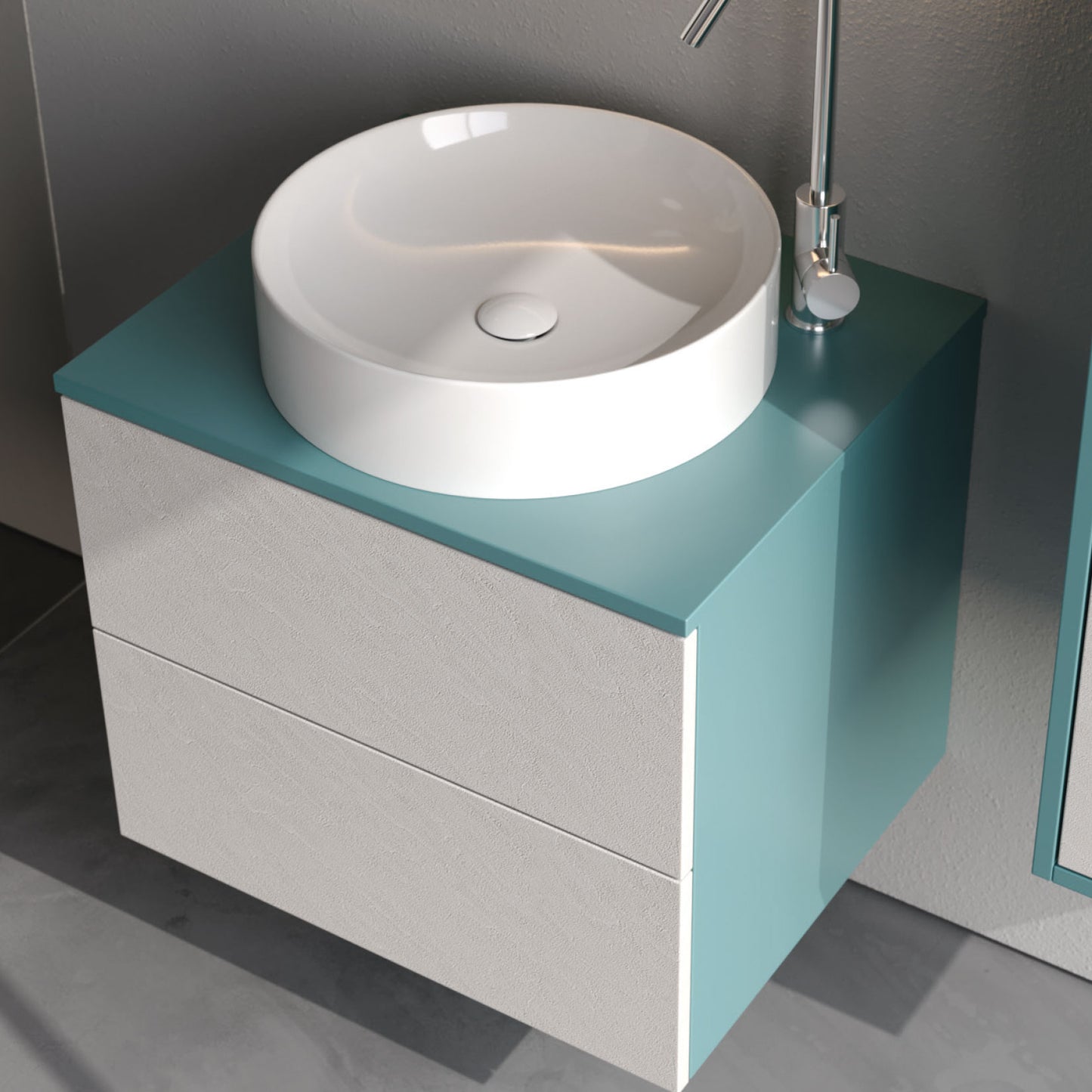 Riva Matt Brick Red / Slate Cream 100 cm Bathroom Cabinet Set