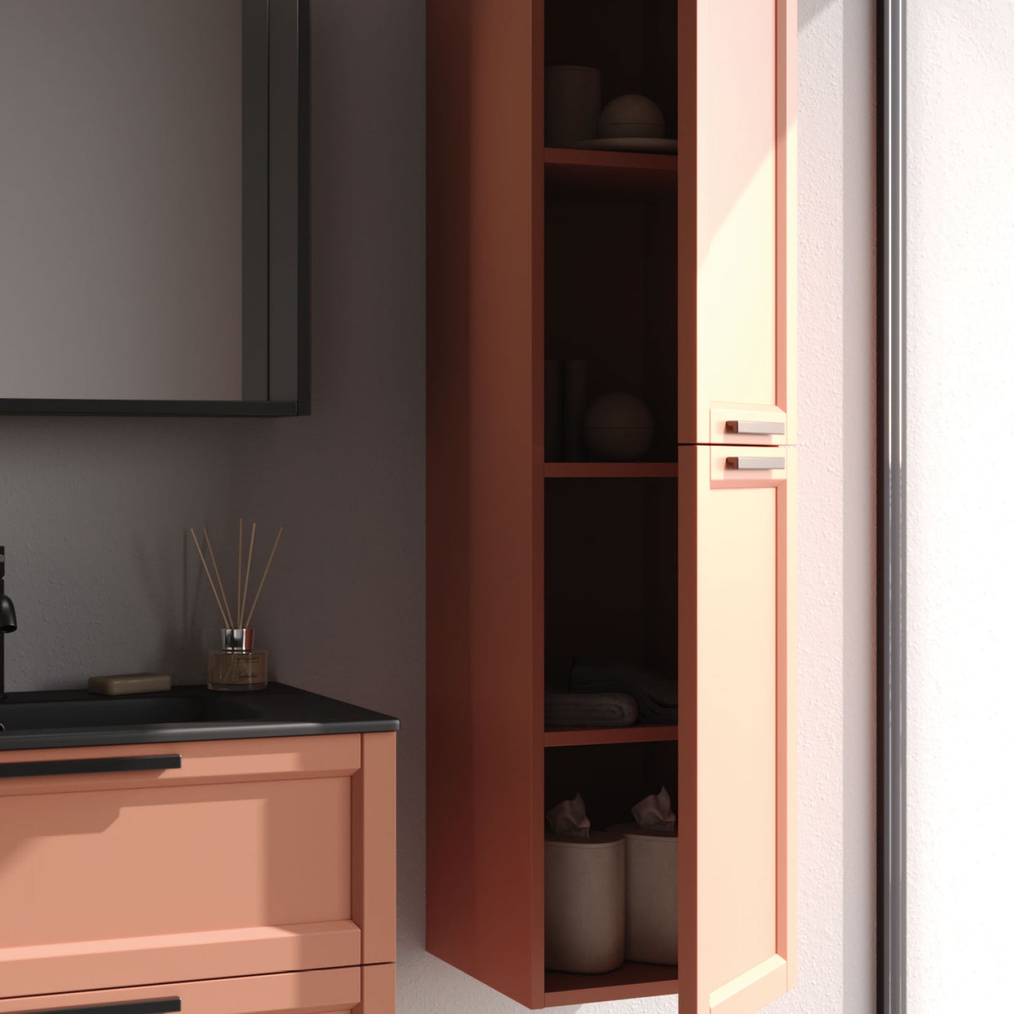 Laguna Matt Brick Red 80 cm Bathroom Cabinet Set