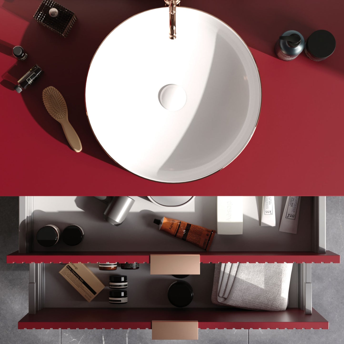 Fiore Claret 85 cm Badezimmerschrank-Set