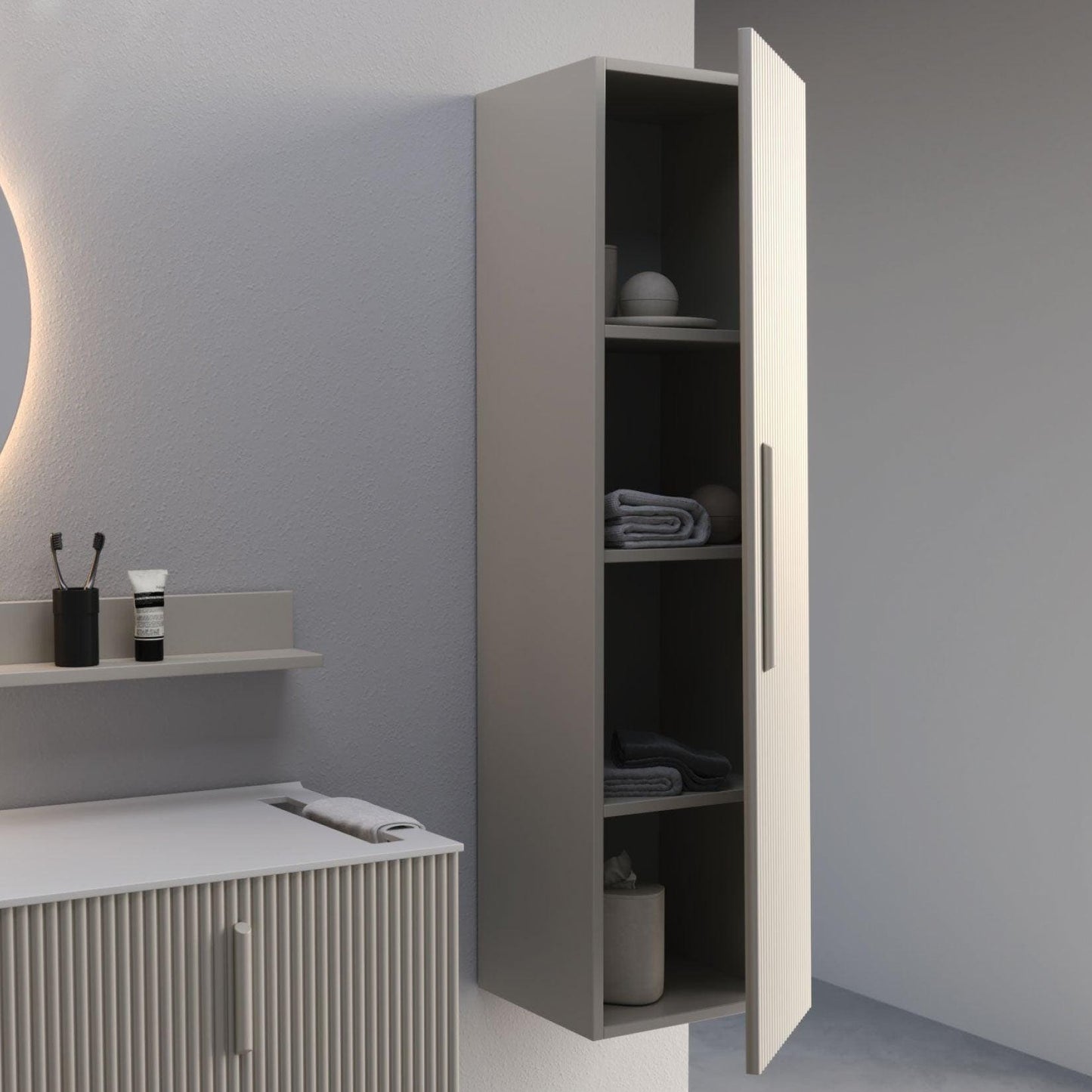 Bari Matt Silk Grey 100 cm Bathroom Cabinet Set