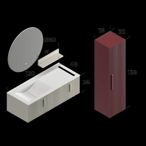 Bari Matt Silk Grey 100 cm Bathroom Cabinet Set