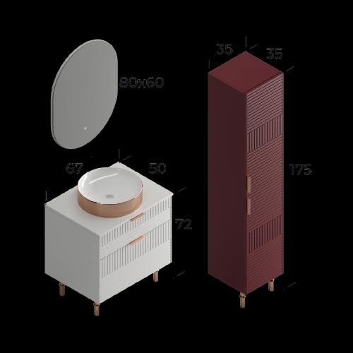 Fiore White 65 cm Bathroom Cabinet Set