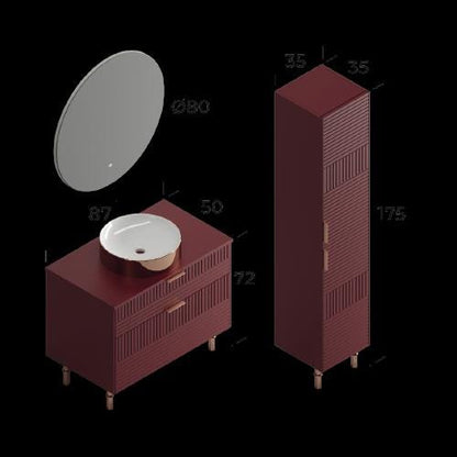 Fiore Claret 85 cm Bathroom Cabinet Set