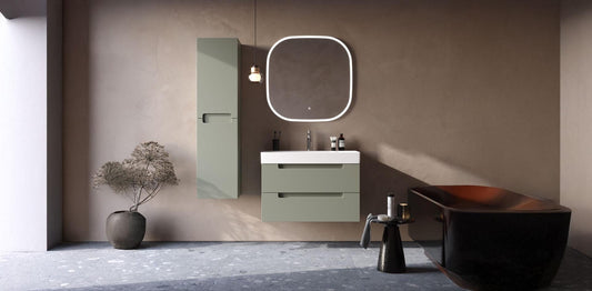 Maddox 85 cm Cement Gray Bathroom Cabinet Set or Single Options - Ready to Install, Pre-Assembled, Wall Mounted