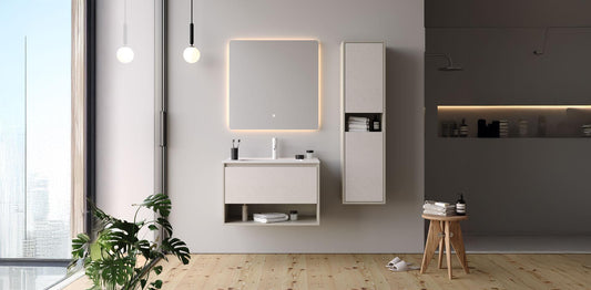 Duru 80 cm Silk Gray Bathroom Cabinet Set or Single Options - Ready to Install, Pre-Assembled, Wall Mounted