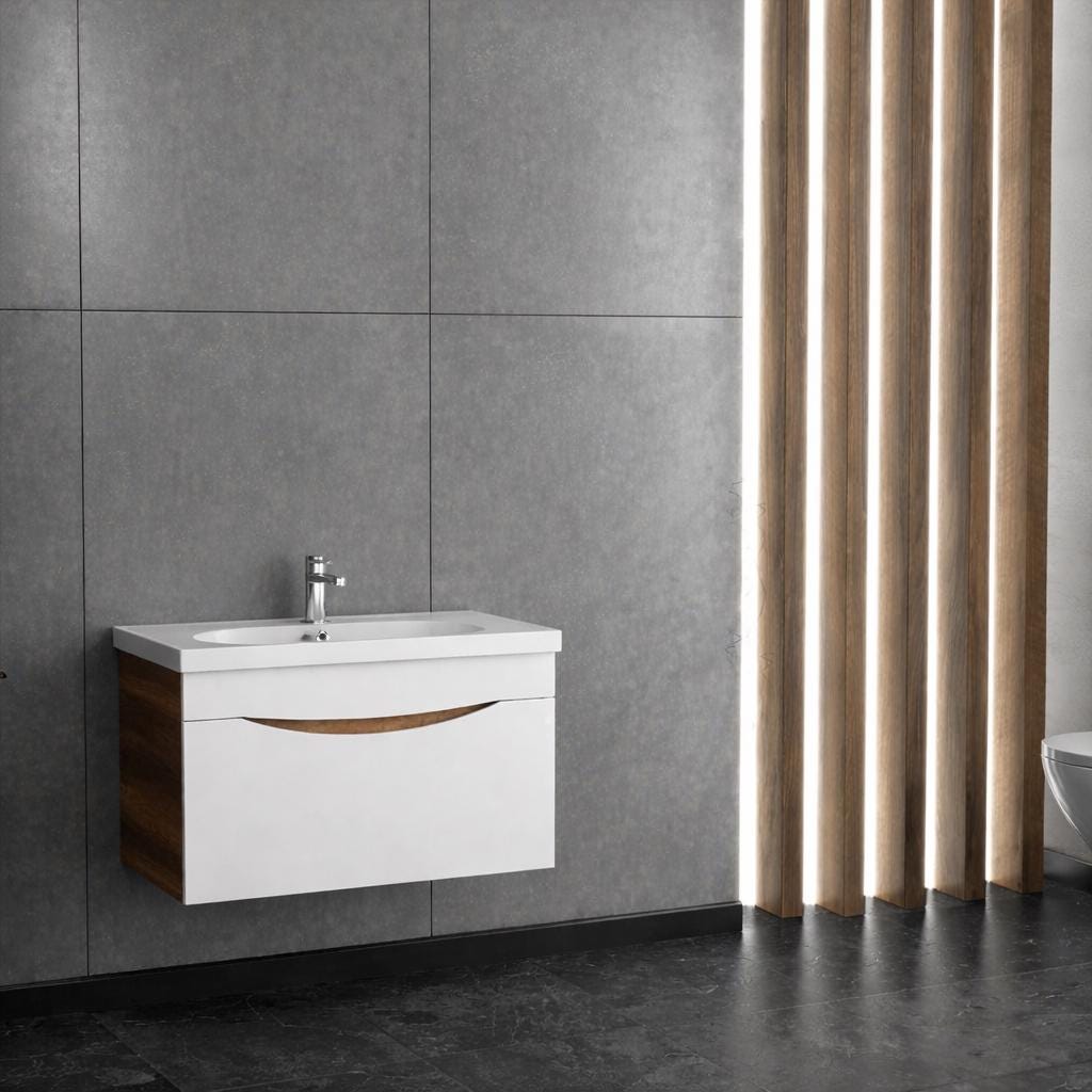 Smile 85cm Baroque MDF/Matte White Bathroom Cabinet Set or Single Options -  Ready to Install, Pre-Assembled, Wall Mounted