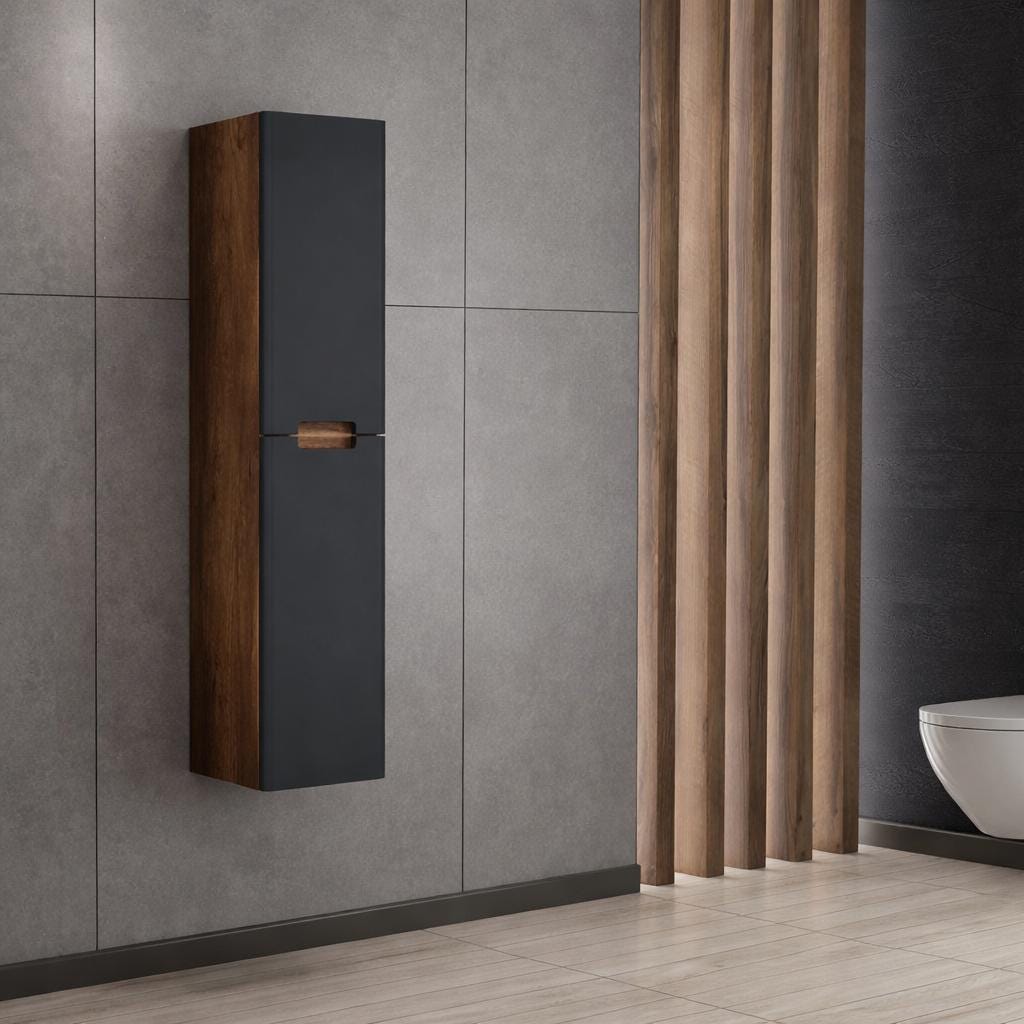 Trend 80 cm Baroque MDF / Matte Anthracite Bathroom Cabinet Set or Single Options - Ready to Install, Pre-Assembled, Wall Mounted