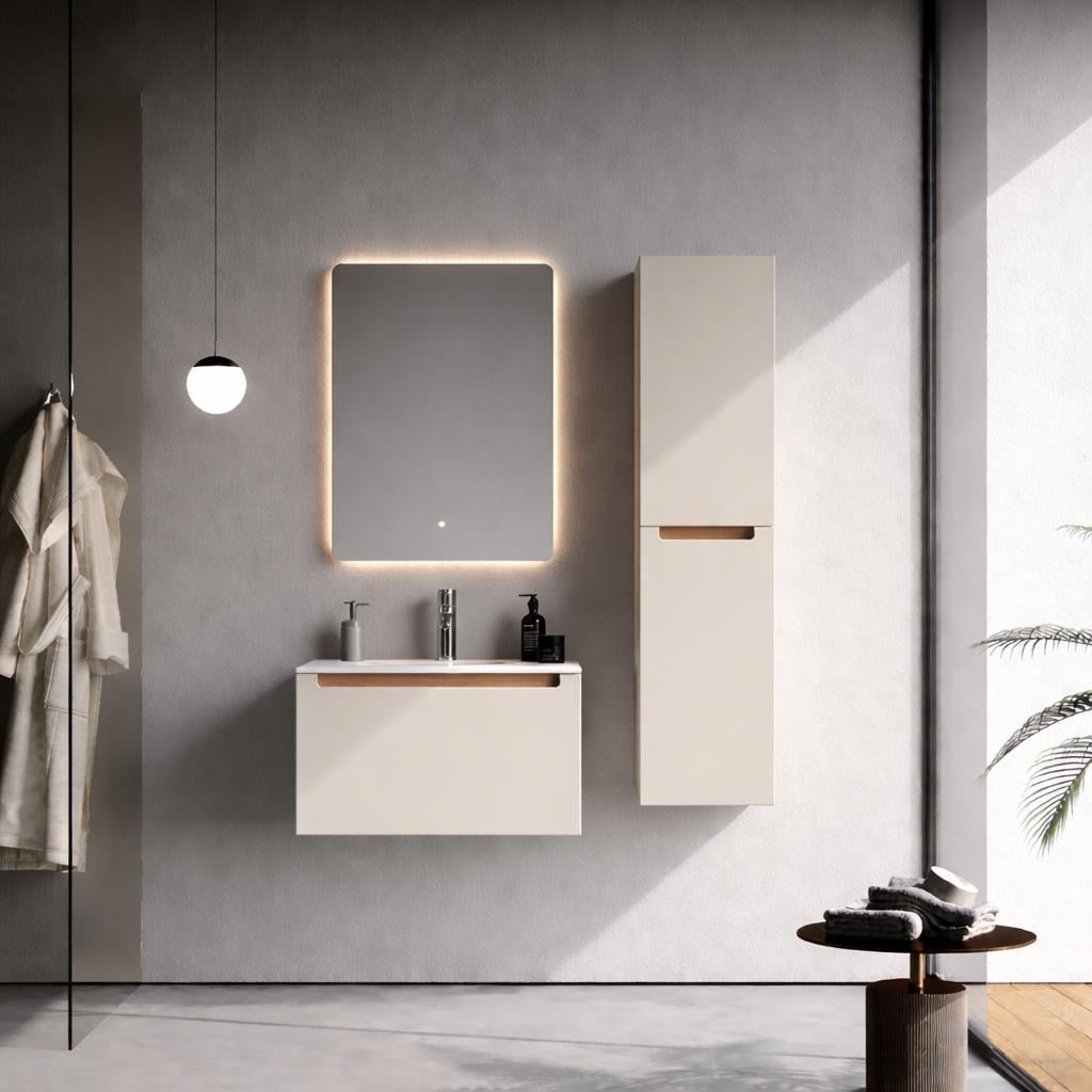 ibiza 60 cm Silk Gray Bathroom Cabinet Set or Single Options - Ready to Install, Pre-Assembled, Wall Mounted