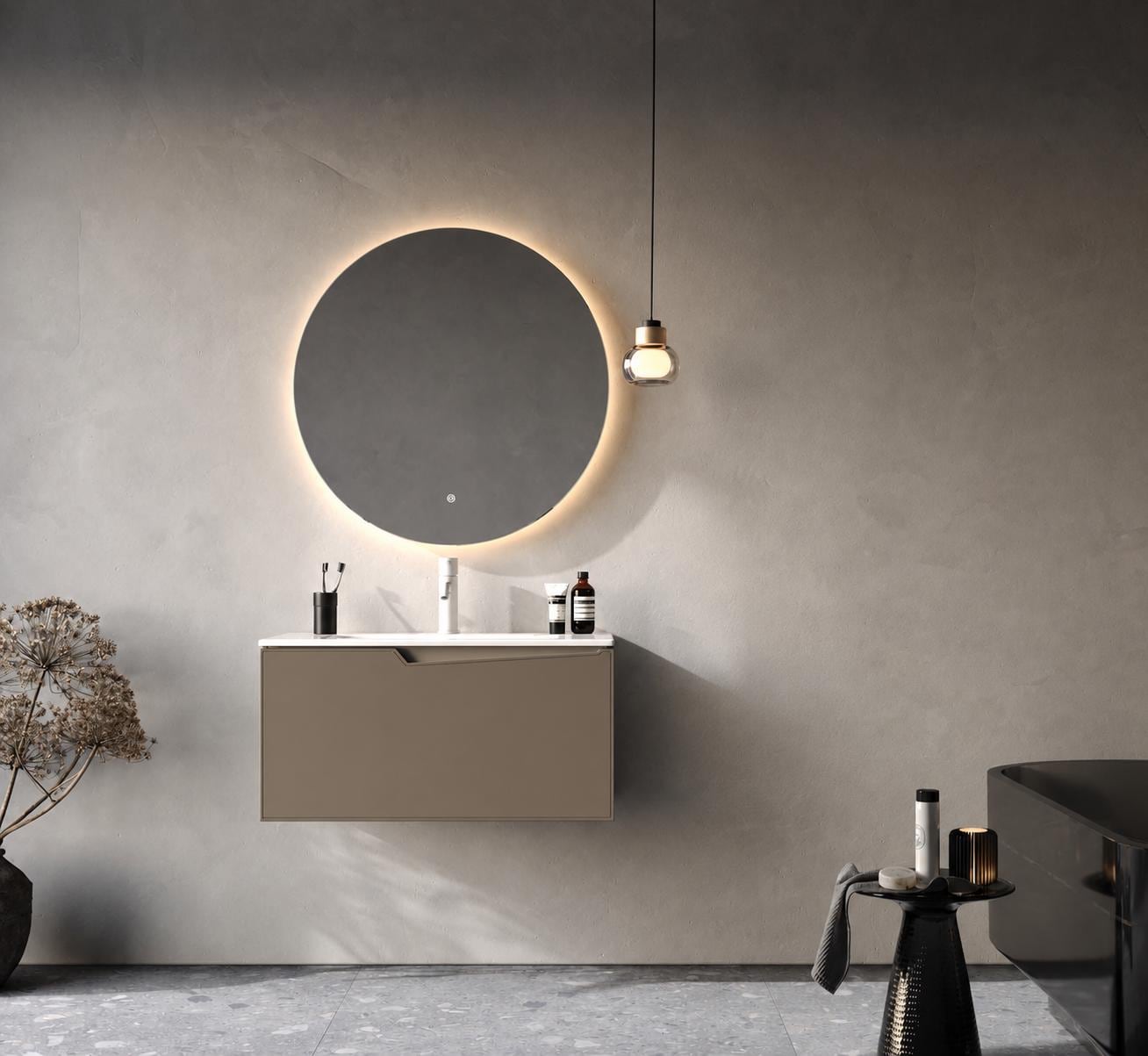 Braga 80 cm Beige Bathroom Cabinet Set or Single Options - Ready to Install, Pre-Assembled, Wall Mounted