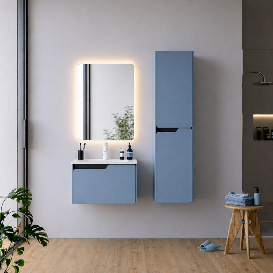 Lyon 60 cm Dove Blue Bathroom Cabinet Set or Single Options - Ready to Install, Pre-Assembled, Wall Mounted