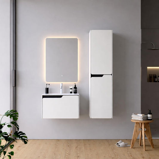 Lyon 60 cm White Bathroom Cabinet Set or Single Options - Ready to Install, Pre-Assembled, Wall Mounted